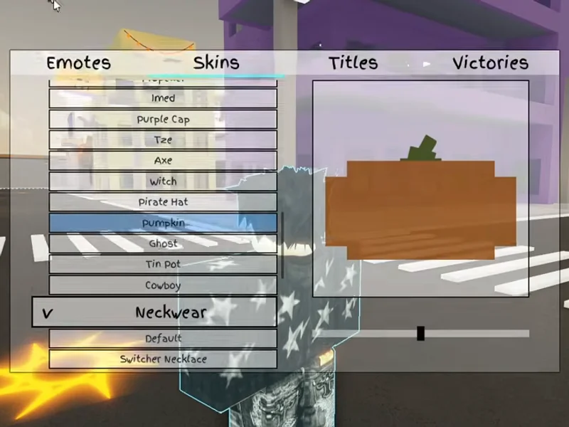 Kogane wearing the orange Pumpkin hat in the skin inventory