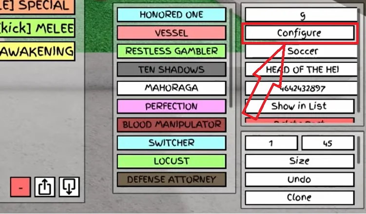 Click Configure on Character Block in JJS Skill Builder