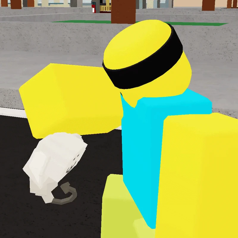 A Jujutsu Shenanigans player petting Kogane