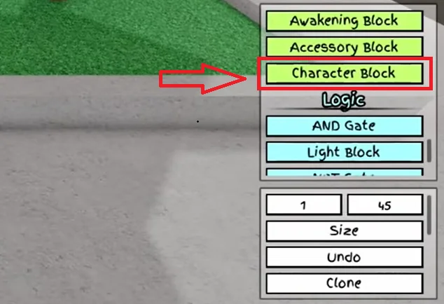 Place Character Block in Jujutsu Shenanigans workspace